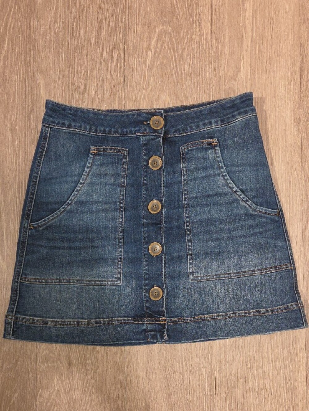 Sanctuary Dark Blue Button-Front Denim Mini Skirt